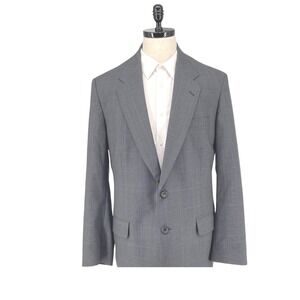 Corporate Image Tailored 42L Wool Blazer Mens Size Gray Glen Plaid Jacket *Flaw